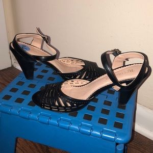Black high heel sandals